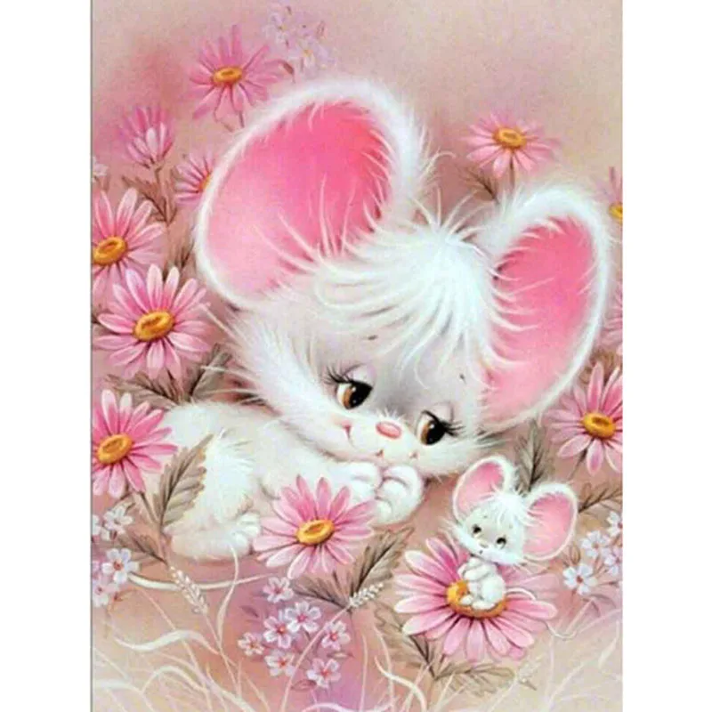 3d картина бриллиантовая живопись 5d полный квадрат алмазная розовая мышь Lk1 | Дом и