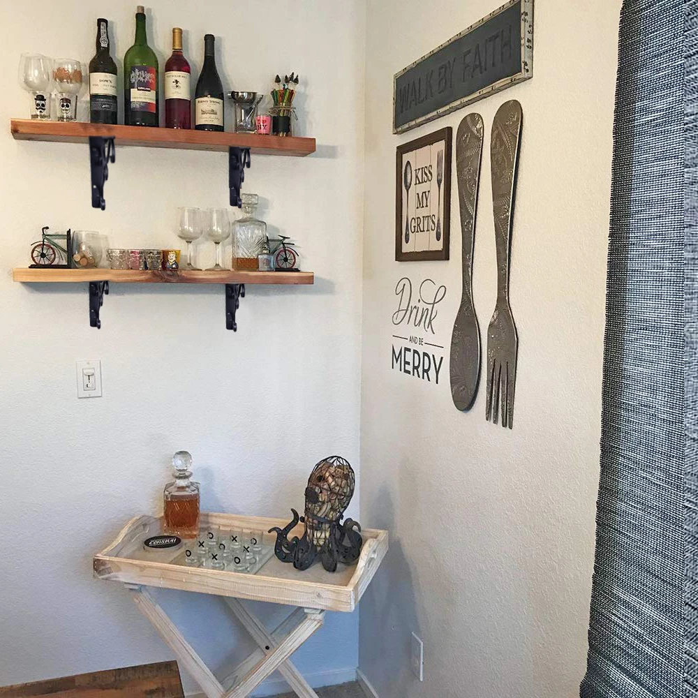 

8.3\" 2pcs Cast Iron Antique Style Garden Braces Rustic Shelf Bracket Black TB Sale