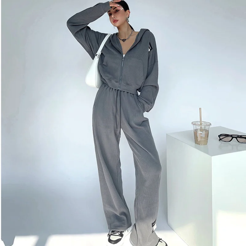 

TVVOVVIN спортивный стиль тренировочная толстовка с буквенным принтом комплект из двух частей Свободные прямые повседневные брюки стандартны...