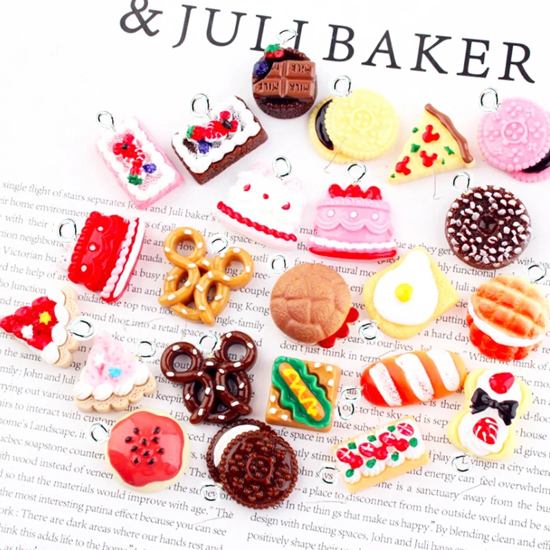 

Милые Подвески из каучука в виде печенья для торта с крючками, фурнитура для ювелирных изделий «сделай сам», изготовление серег, ожерелий, б...