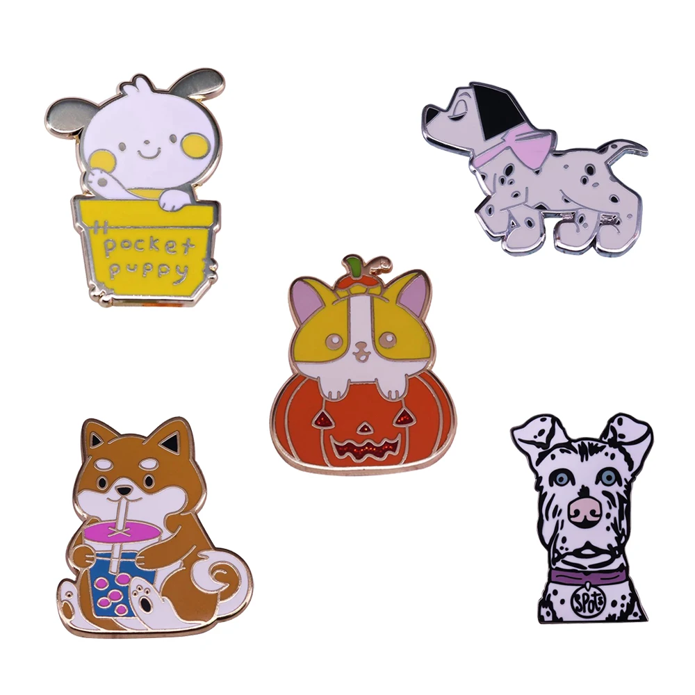 Эмалированная булавка для милой собаки брошь в виде мультяшного животного