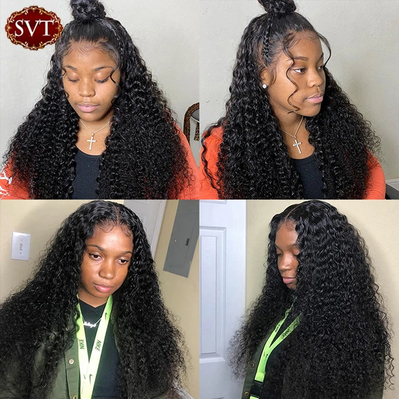 Курчавые вьющиеся пряди волос SVT с застежкой бразильские пучки человеческие