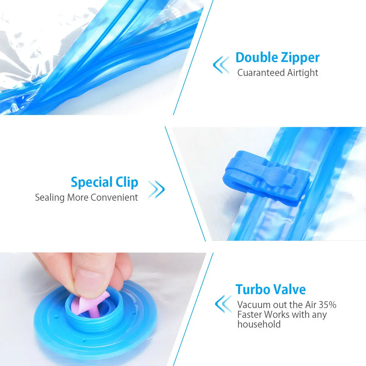 

10pcs Clear Vacuum Storage Bags with a Hand Pumps Travel Space Saver Garment Seal Bag QP2