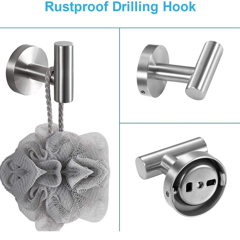 

5-Piece Bathroom Hardware Set-304 Stainless Steel-Includes 15.7 inch Extended Towel Rack, Toilet Paper Holder, 3 Bath Towel Hook