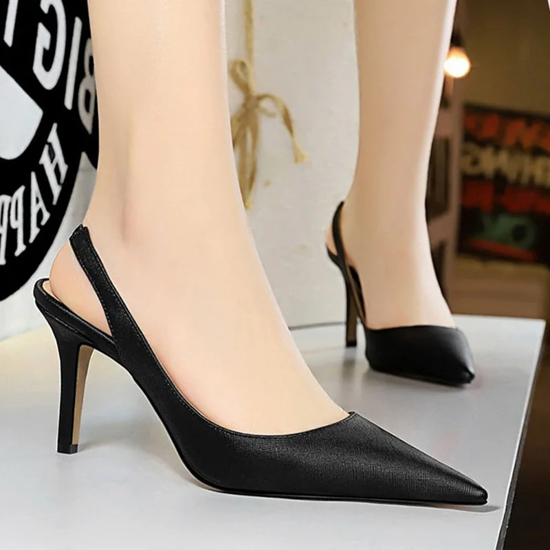 Женские туфли-лодочки офисные туфли на высоком каблуке с ремешком пятке большие