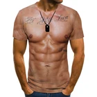 Лидер продаж, новинка, интересная 3D Сексуальная мужская летняя футболка с коротким рукавом для фитнеса, уличная одежда с трехмерным принтом fa
