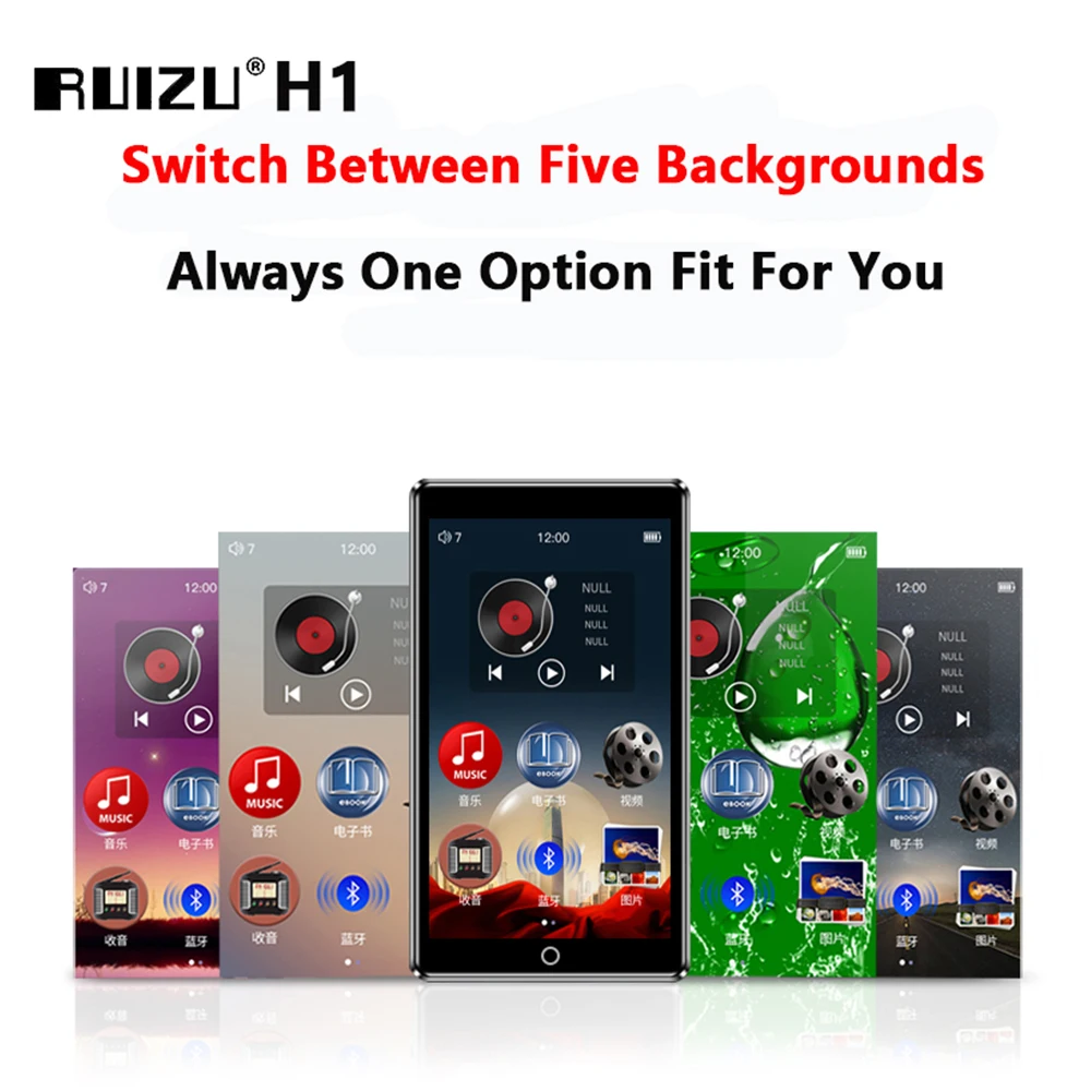 MP4-плеер с Bluetooth 5,0 HIFI полный сенсорный экран 4,0 дюймов Встроенный динамик поддержка fm-радио запись электронная книга игра видео