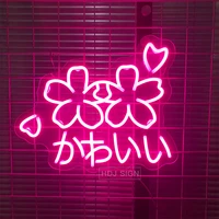 sakura logo kawaii custom neon sign japanese letter led light wall decor for bedroom cafe store salon luminescent signboard
