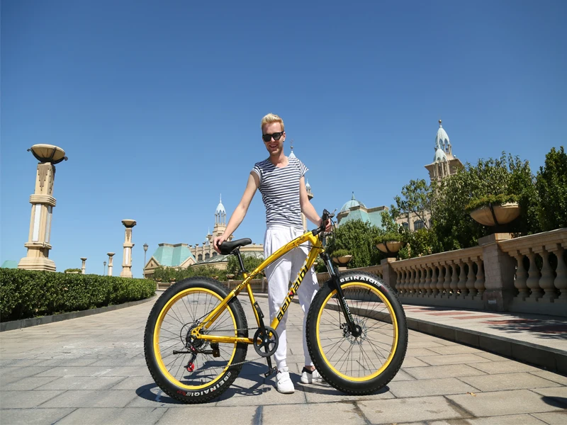 Горный велосипед 4,0 fat tire велосипедный двойной дисковый тормоз пляжный велосипед Снежный велосипед светильник из высокоуглеродистой стали горный велосипед