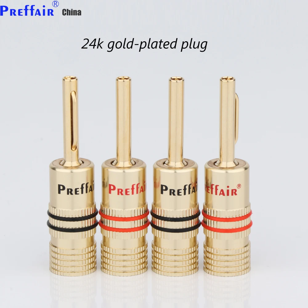 

Preffair BA1469 4mm Closed Screw 24K Gold Plated Banana Speaker Plug Connectors for Speaker Wire, Wall Plate