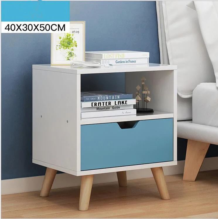 Скандинавский 2 ящиком прикроватный стол Спальня из цельного дерева Железный