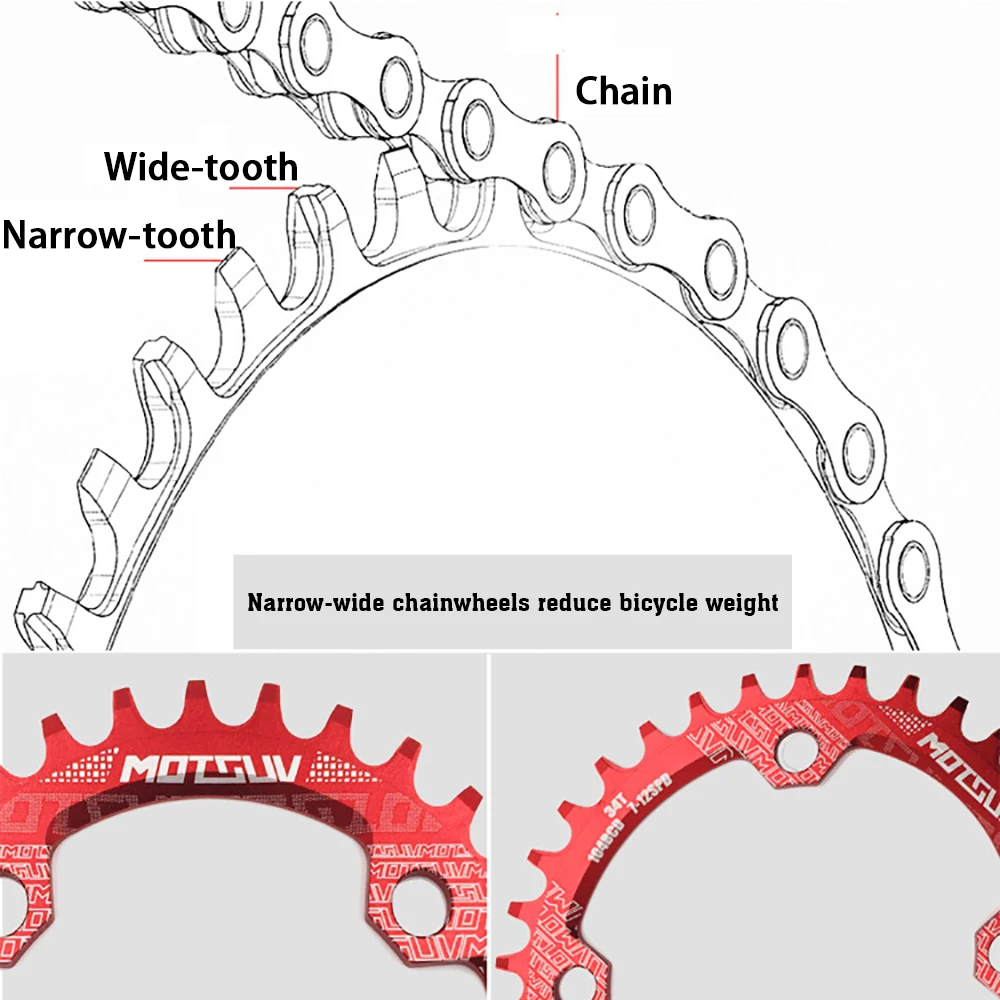 ВЕЛОЦЕПЬ ЦЕПНОЕ КОЛЕСО 104BCD КРУГЛОЙ ФОРМЫ УЗКОШИРОКОЕ 32T 34T 36T 38T MTB ROAD ЦЕПНОЕ КОЛЕСО ВЕЛОЗАПЧАСТЬ.