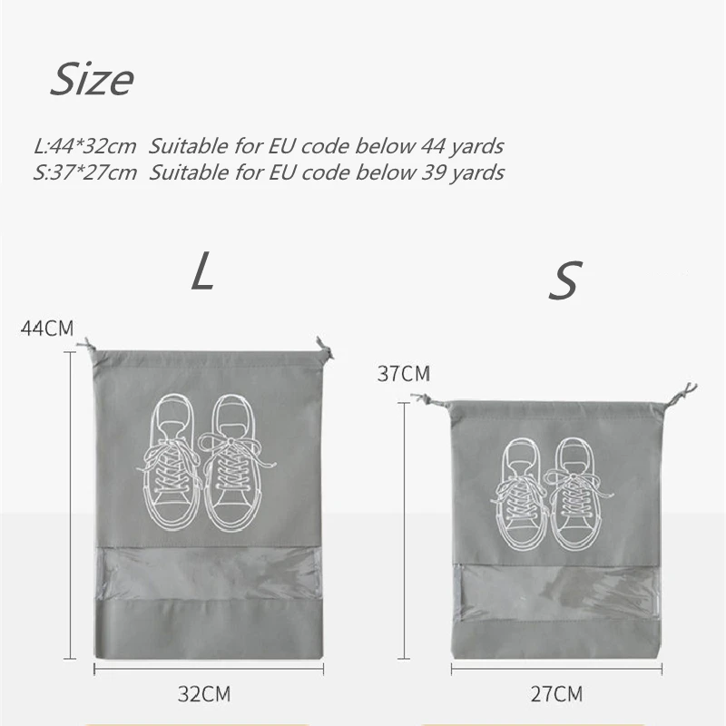 

2 Pcs Waterproof Shoes Bag for Travel Portable Shoe Storage Bags Organize Non-Woven Tote Drawstring Bag Waterproof Organizer