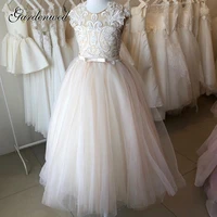 gardenwed pink a line lace tulle celebrity dresses kids sleeveless bow prom dress 2020 layers flower girl dressesvestidos