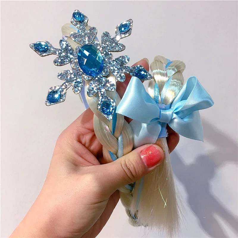 

Girls Cute Cartoon Bow Crown Colorful Braid Hair Band Headband Children Hairhoop Fashion Hair Accessories Hair Styling Tools