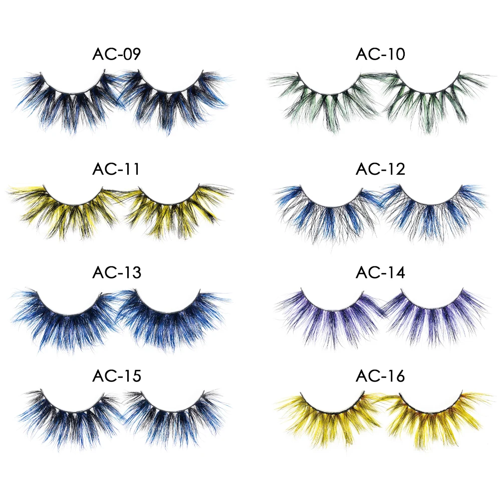 

Colored 25mm Luxury Mink Lashes Wholesale Natural Long Individual Thick Fluffy Colorful False Eyelashes Makeup Extension Tools
