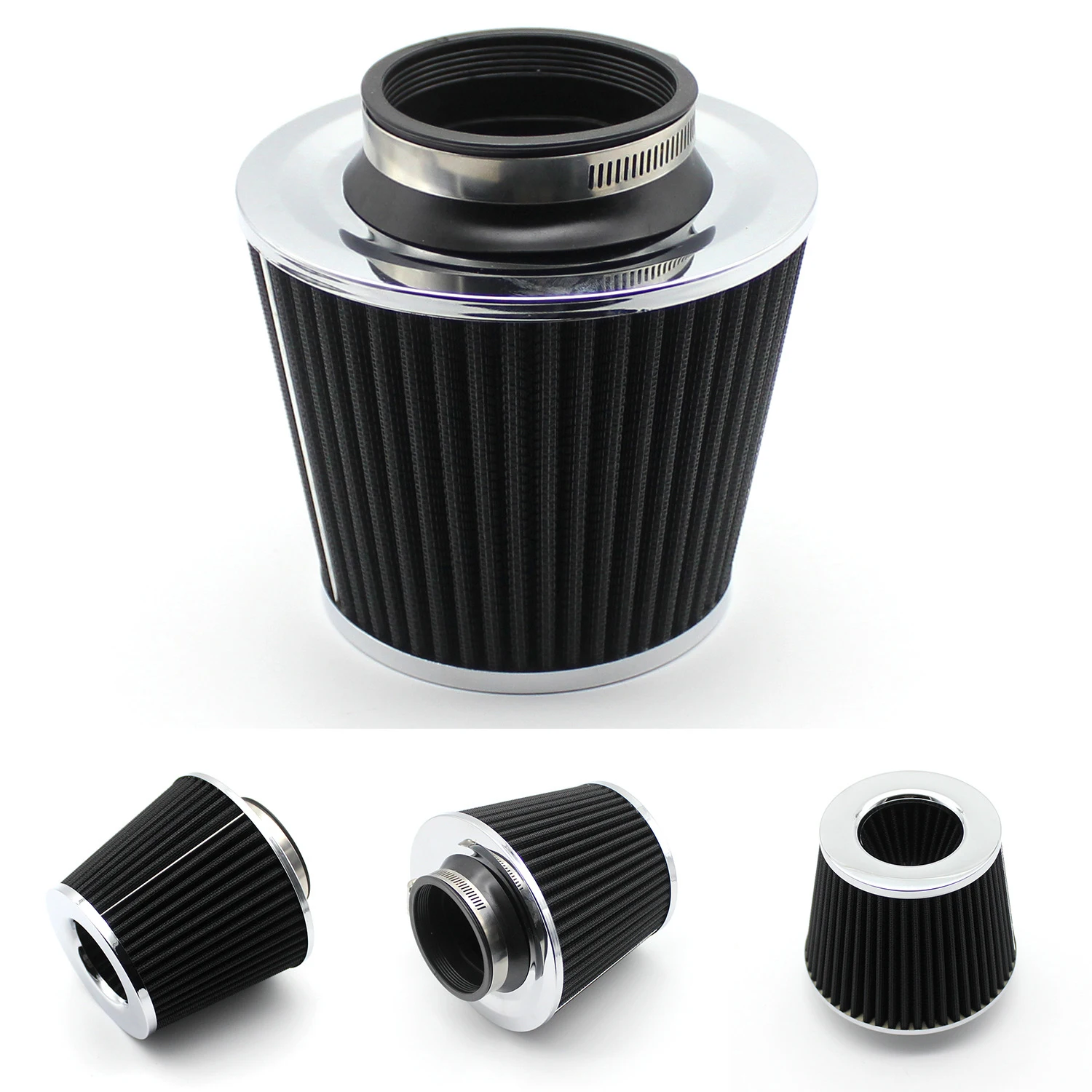 

Автомобильные воздушные фильтры 76 мм, для нагнетателя, черный, 3 дюйма, Холодный воздушный колпак, с высоким потоком, для автомобильного спор...