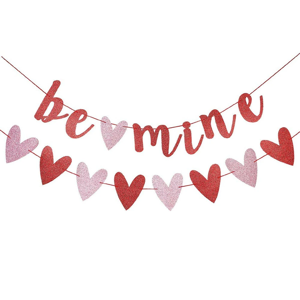 Красный флаг с сердечками баннеры День Святого Валентина Свадебное предложение