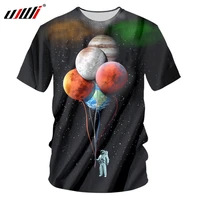 ujwi 2020 mens shirt astronaut space balloon planet 3d print o neck tshirt short sleeve fashion casual tops plus size 5xl