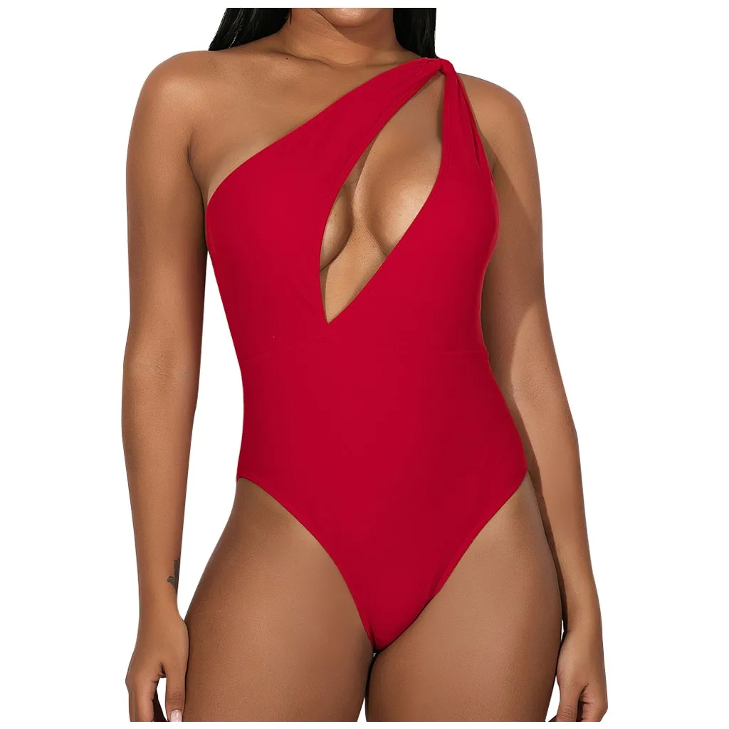 Сексуальный Одноцветный Цельный купальник с вырезами для женщин монокини на