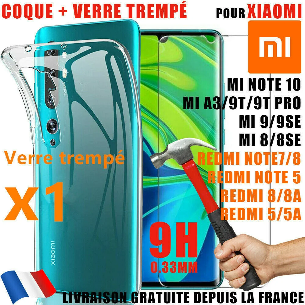 

Coque Xiaomi REDMI NOTE 6 7 8 T Mi 9 T SE Lite 8 + verre trempé vitre protection