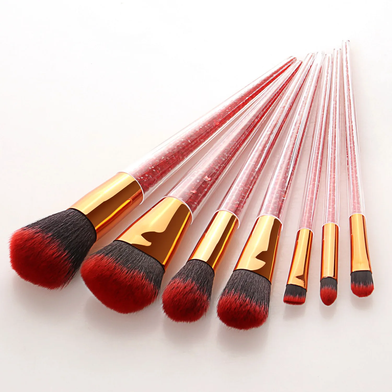 Набор кистей для макияжа с кристаллами 7 шт. кисточки теней век бровей прозрачные