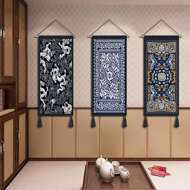 

Ethnic Style Decorative Cloth Art Tapestry Living Room Bedroom Cotton Hemp Hanging Painting Sofa Background Wall Hanging Cloth