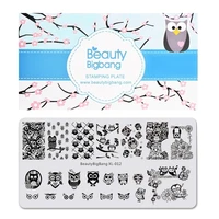 beautybigbang nail stamping plates summer owl pattern nail template plate rectangle stamp nails mold accessories