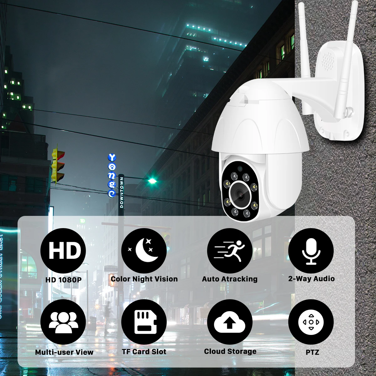 BESDER 2MP PTZ камера WiFi 4X цифровой зум купольная IP автоматическое отслеживание аудио