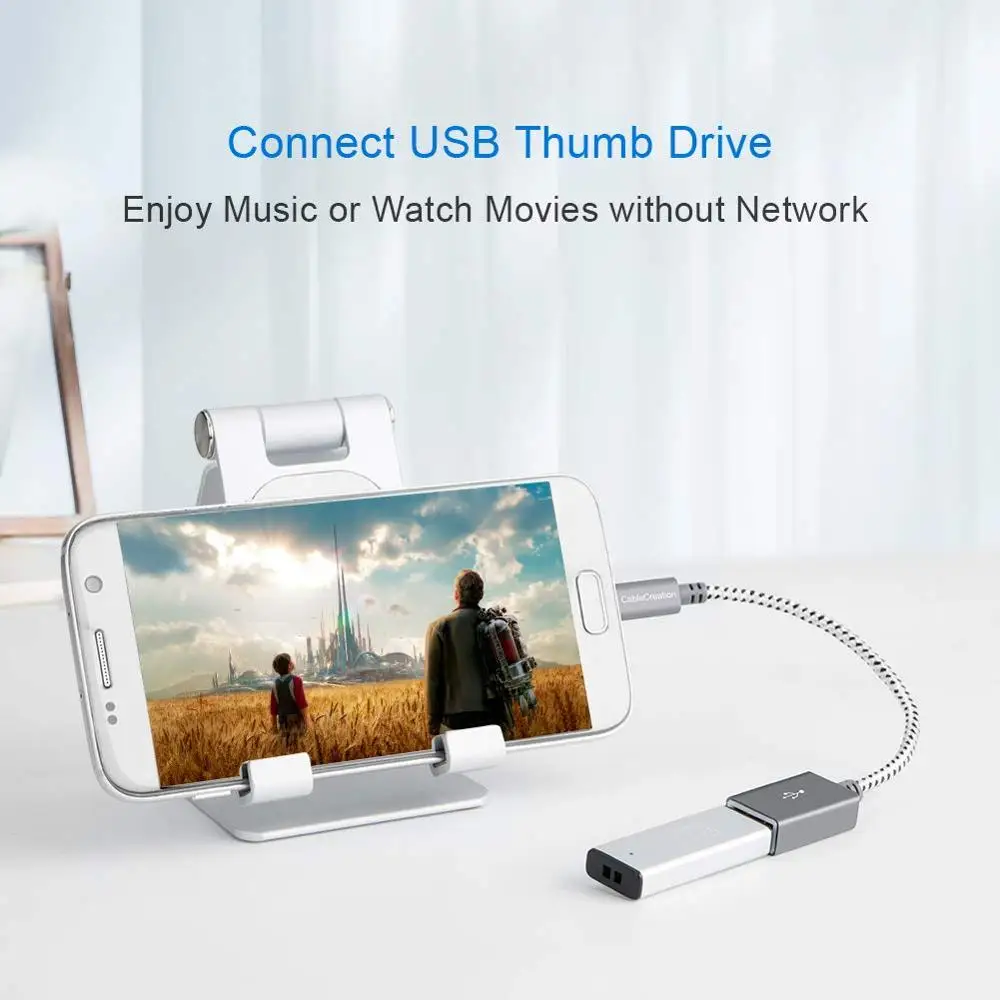 CableCreation серебристый микро USB OTG кабель Плетеный МИКРО к адаптер совместимый с Samsung