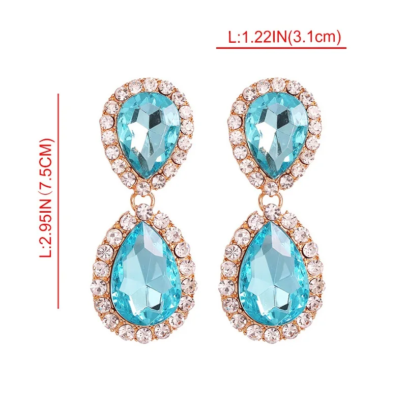 ZA Bling Crystal Висячие серьги для женщин красочные большие капли воды массивные