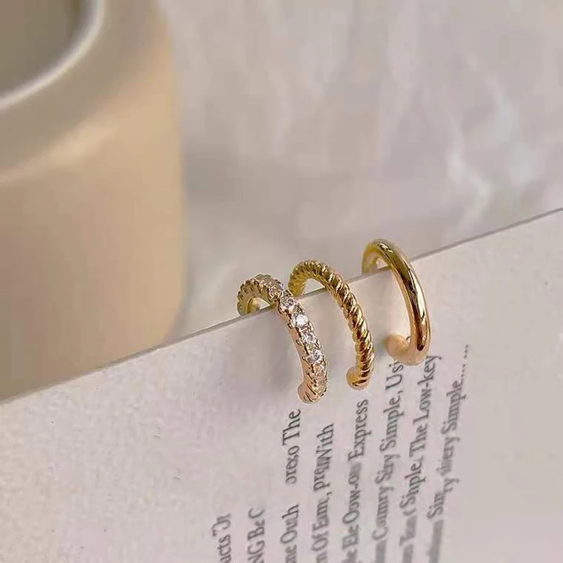 

2021 Simple Delicate Micro Pave Zircon Cute Clip Earrings Female Buckle Ear Cuff No Piercings Fake Cartilage Boucle dOreille