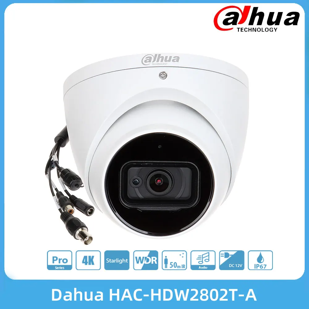 

Dahua HAC-HDW2802T-A 4K Starlight HDCVI ИК-камера с фиксированным объективом Smart IR 4K разрешение IP67 HD/SD переключаемый Встроенный микрофон