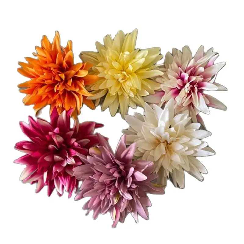 

12 шт., искусственные цветы Далии, диаметр 6 дюймов, искусственные осенние пионы для самостоятельного изготовления, свадебные украшения на за...
