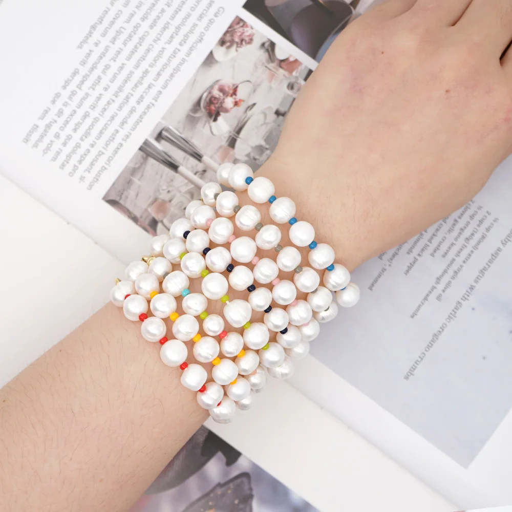 

GO2BOHO Bracelet Femme Bracelets Women Gift Boho Summer Jewelry Fresh Water Pearls Stainless Steel Chain Pulseras Mujer Handmade