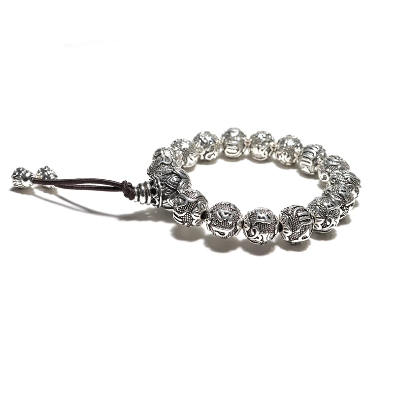 Мужской браслет на санскрите Diffone античный Серебристый в стиле хип-хоп с бусинами