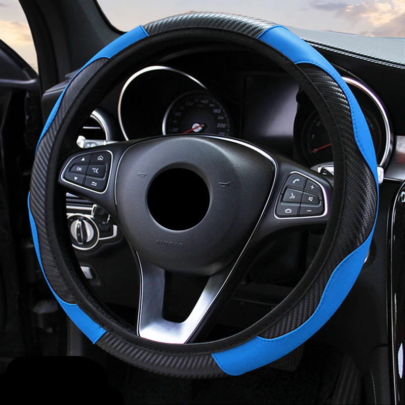 

Чехол рулевого колеса автомобиля спортивная модель из углеродного волокна без внутреннего кольца, эластичная лента, чехол на руль, Автомоб...