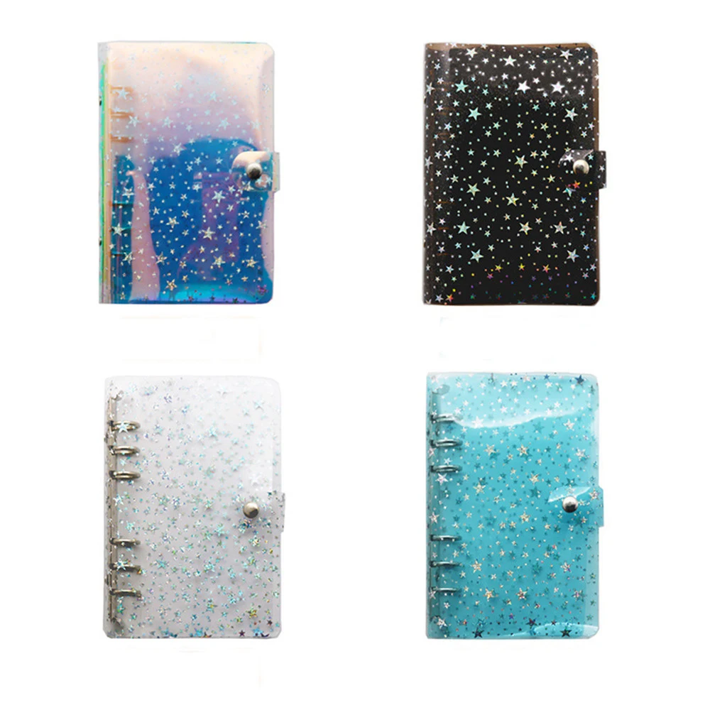 

A5/A6 Glitter Sequins Loose Leaf Notebook Inner Core Cover 6 Rings Transparent File Folder Binder Ring Kawaii Stationery Supply