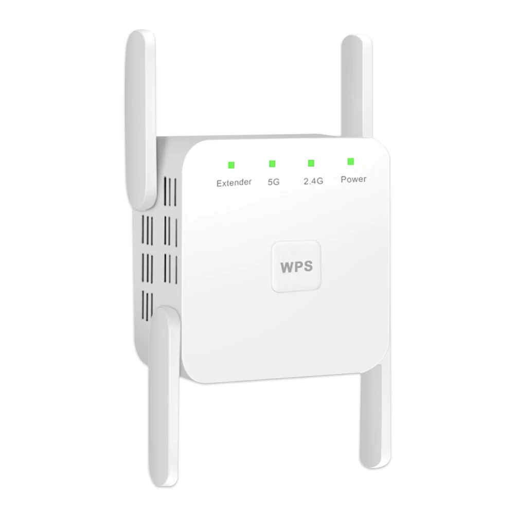 

EU Plug 1200Mbps WiFi Repeater 5.8GHz Wi-Fi Range Extender 4-Antenna 2.4GHz AP for Household Computer Accessories