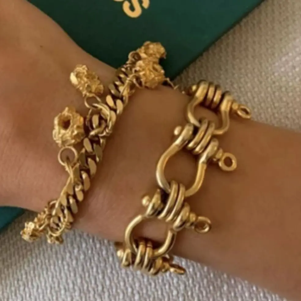 

Punk Mai Hip Hop Metal Cool Trendy Thick Chain Accessories Personality Cuban Skull Pendant Set Aesthetic Bracelet Women