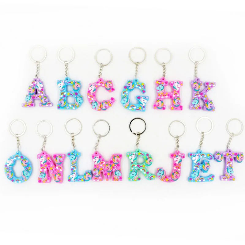 1 шт. 3D Единорог брелок письмо ПВХ мешок кулон подарок кошелек повесить на день