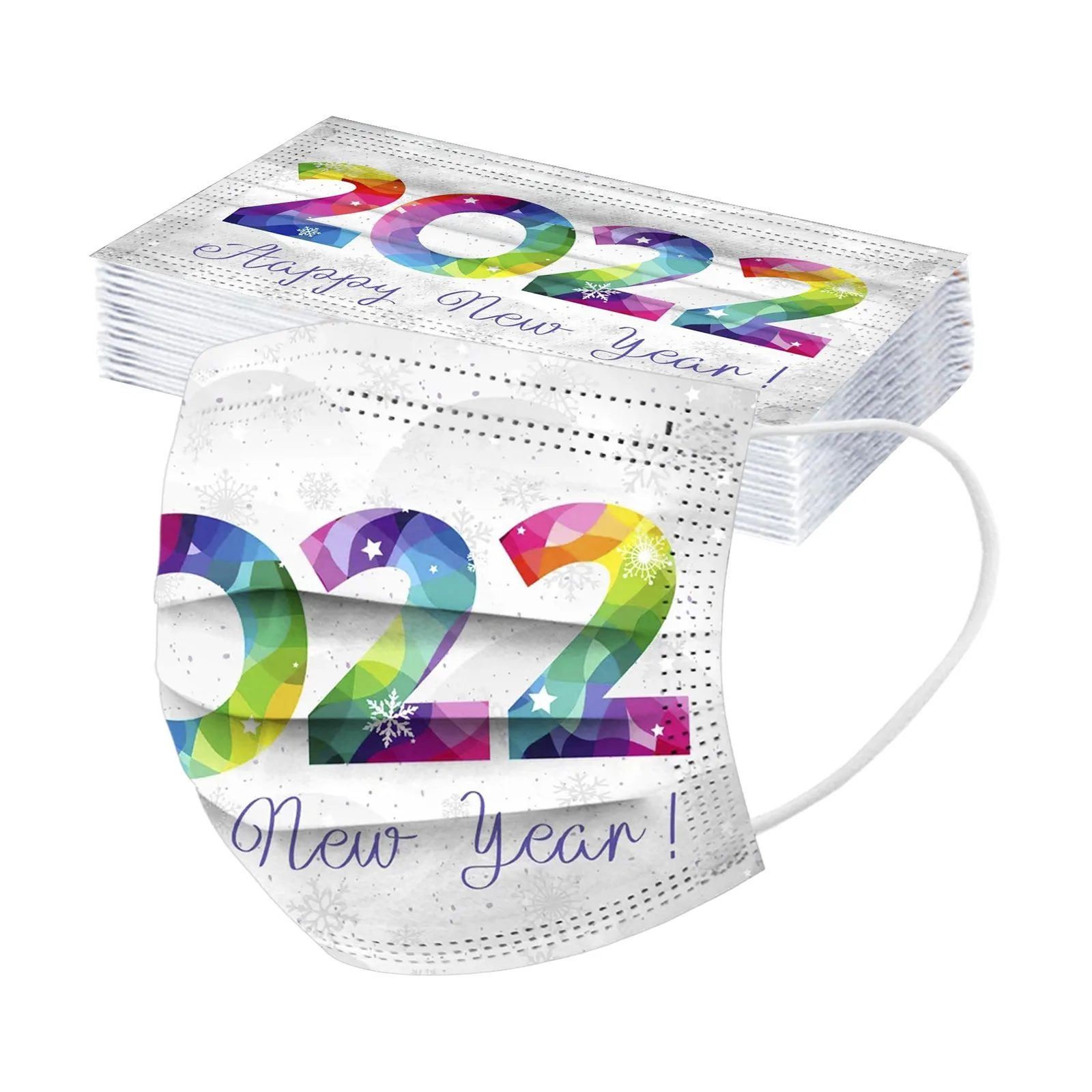 10 шт. одноразовые рождественские маски унисекс с принтом для взрослых 3-слойные