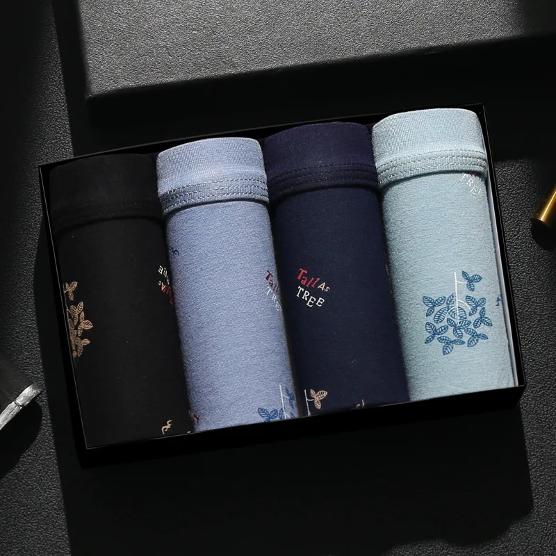4pcs Boxer Shorts Underpants man Men's Panties Men Boxer Underwear Cotton For Male Couple Sexy Set Large Size Lot Soft
