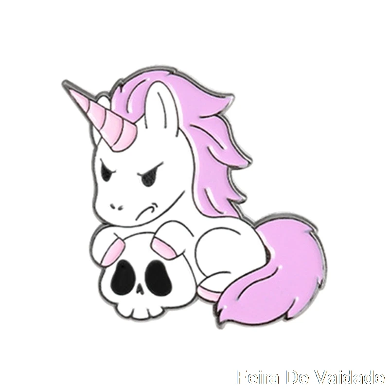 Ювелирные изделия из розового цвета с изображением единорога эмаль на булавке