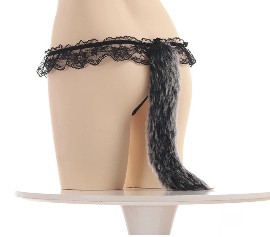 Женское сексуальное Спортивное нижнее белье искусственный мех лисий хвост