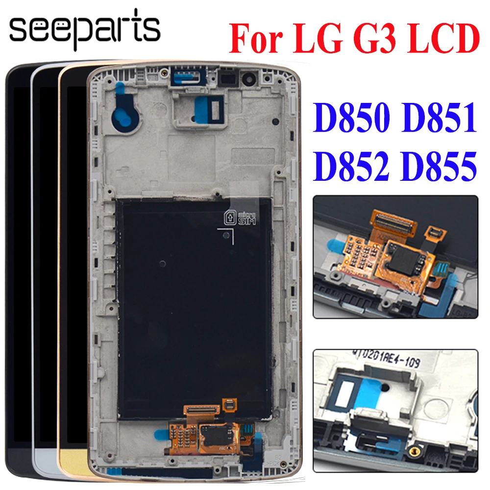 

5.5"For LG G3 D855 D850 D851 D852 LCD Display Touch Screen Digitizer Assembly Replacement Parts for LG G3 lcd