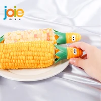 Joie Corn Star Interlocking Corn On The Cob Holders Cleaner Safe From Hot Corn Stainless Steel Prongs BPA-free Plastic Handles