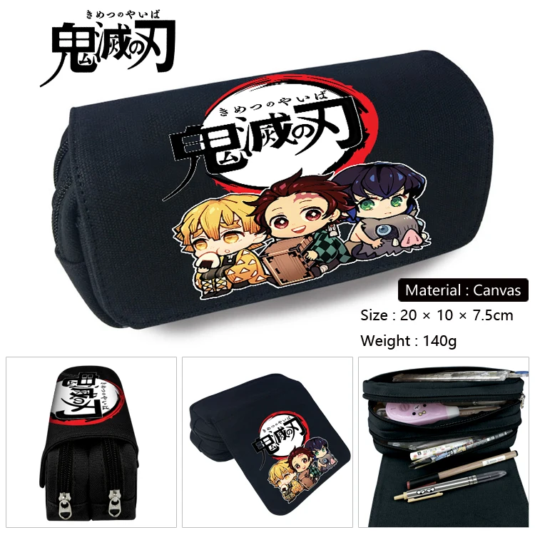 

Demon Slayer: Kimetsu no Yaiba Cosplay Pencil Case Pencil Bag Double-Zipper Stationery Pouch Organizer Holder Creative