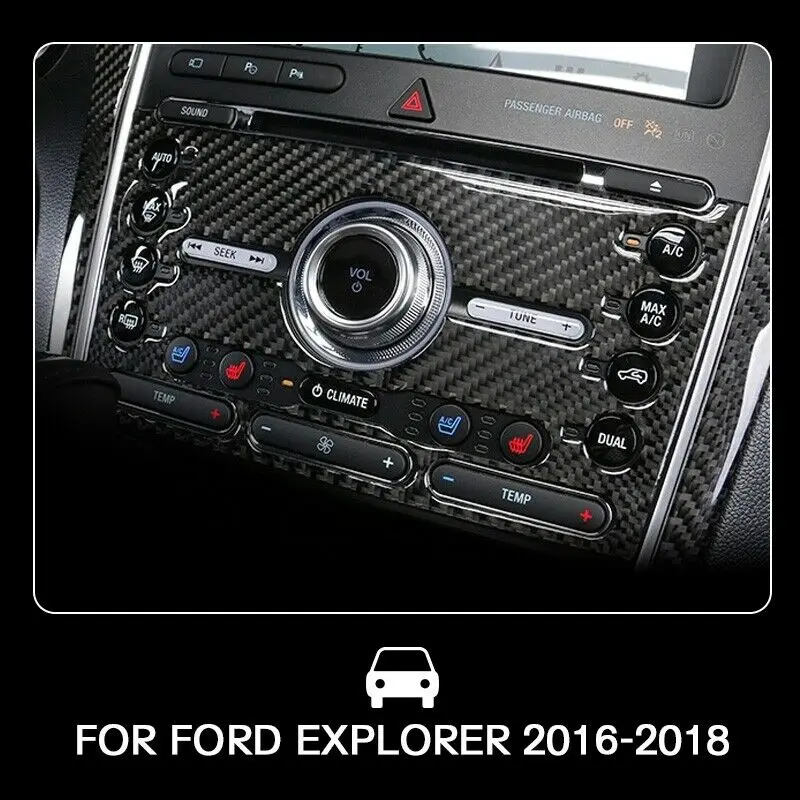Pcmos кондиционер CD панель накладка подходит для Ford Explorer 2016 2018 углеродное волокно