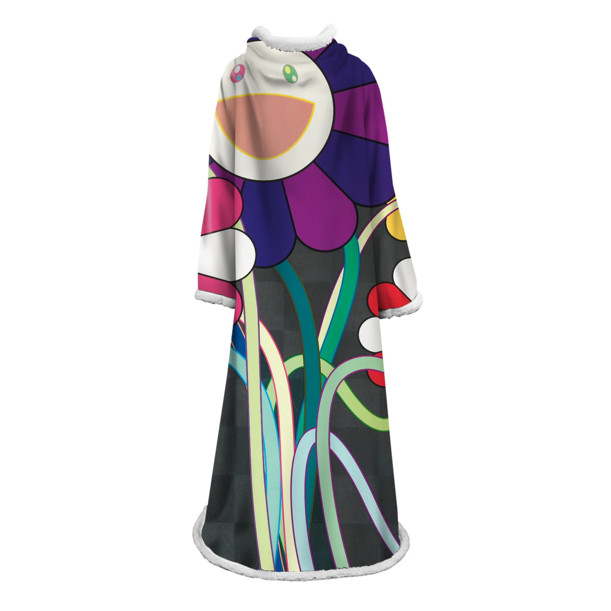 Большие супер мягкие пледы с веселыми цветами длинное ворсистое одеяло рукавами